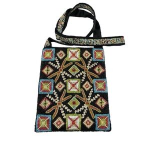 Black Beaded Crossbody Purse